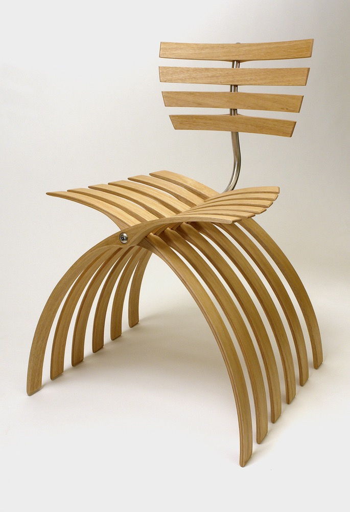 Chair Prototype. Laminated wood, Stainless Steel